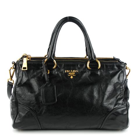 PRADA Glace Calf Shopping Tote Nero Black 